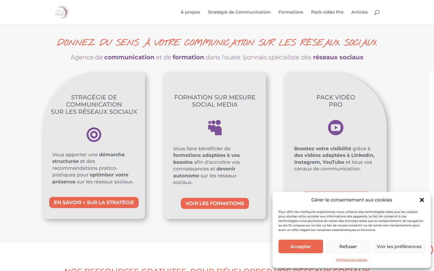 Aperçu du site de LA VIE EN RESO