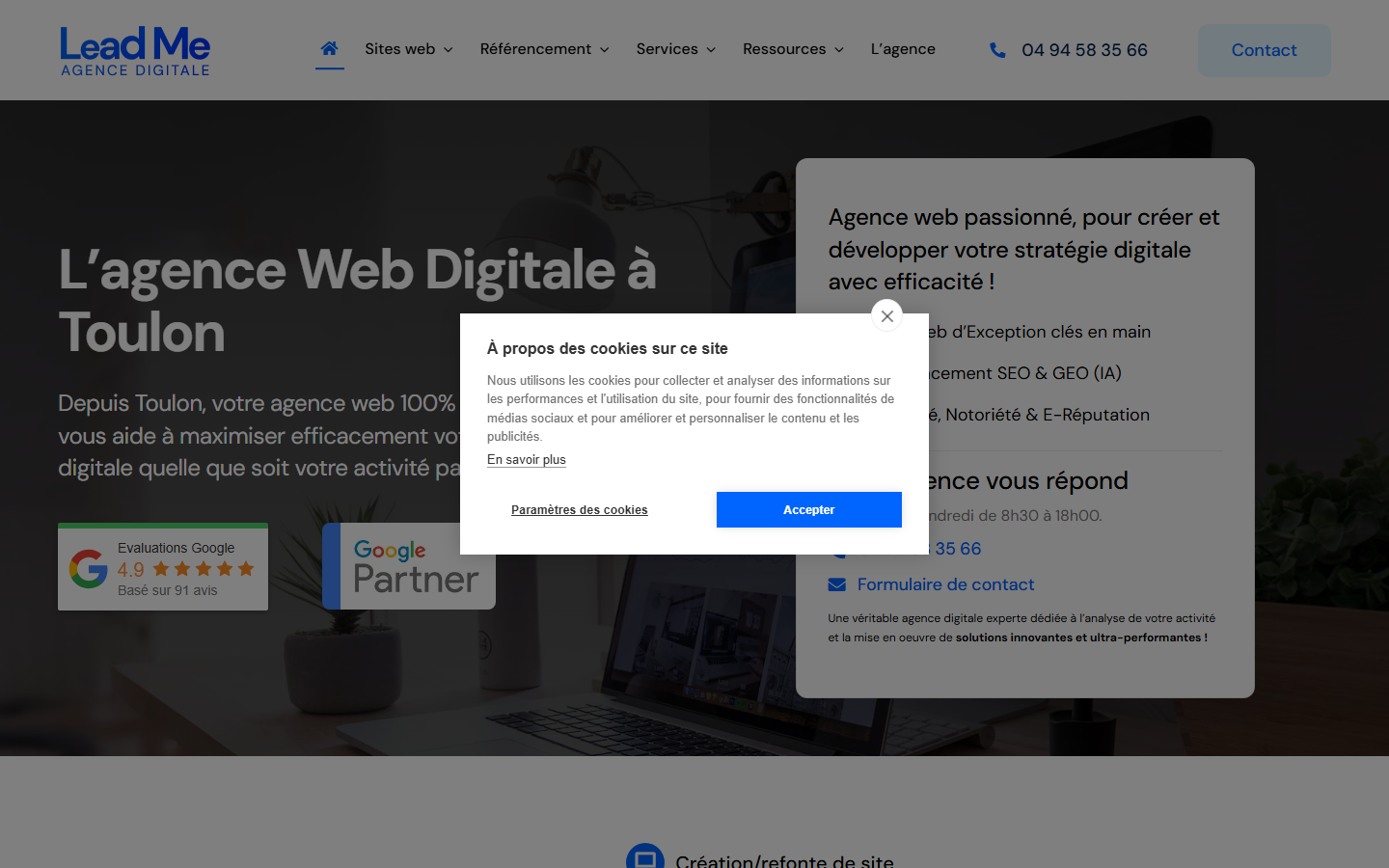 Aperçu du site de LEAD ME