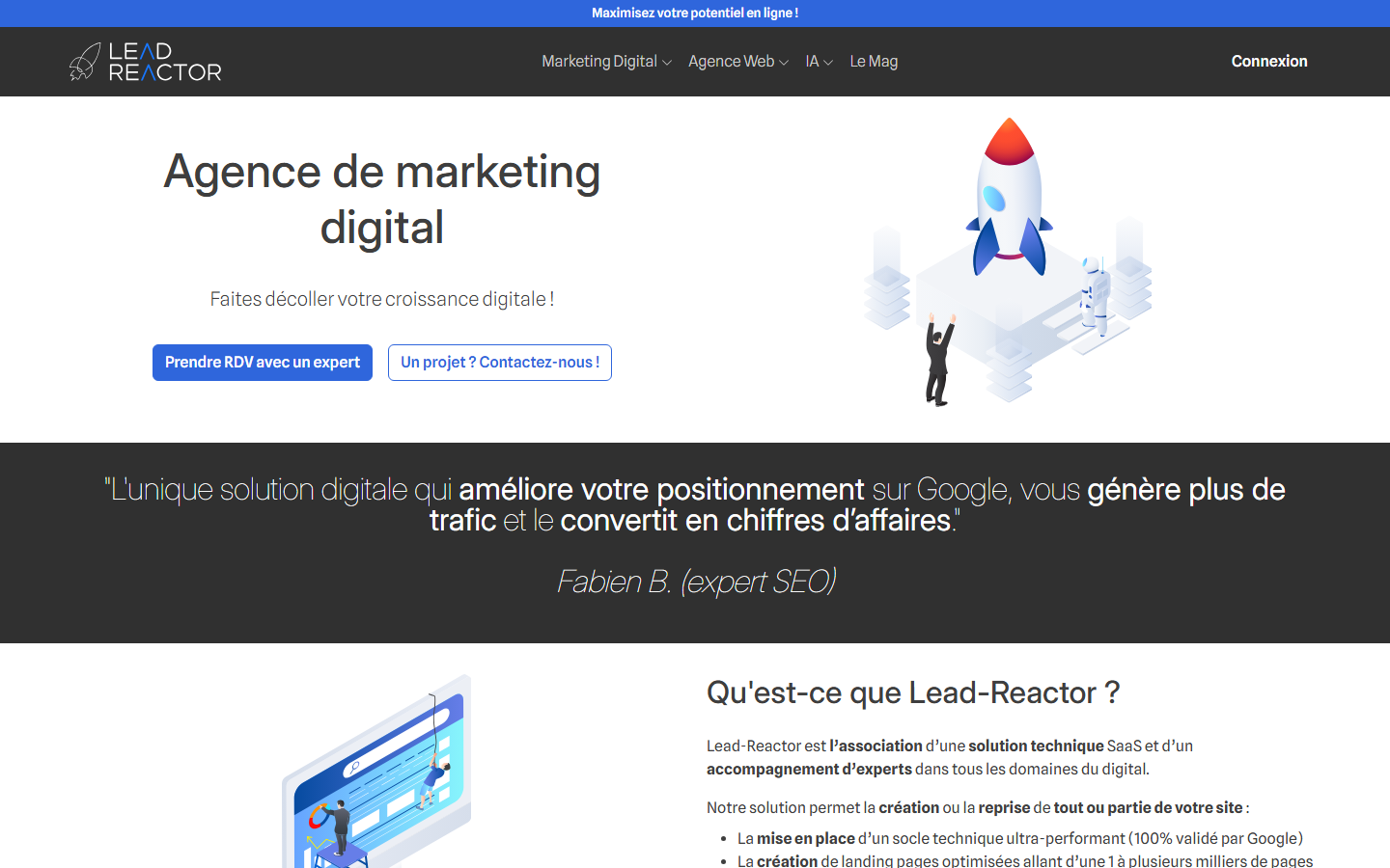 Aperçu du site de Lead-Reactor
