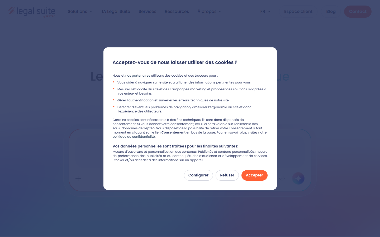 Aperçu du site de LEGAL SUITE SAS