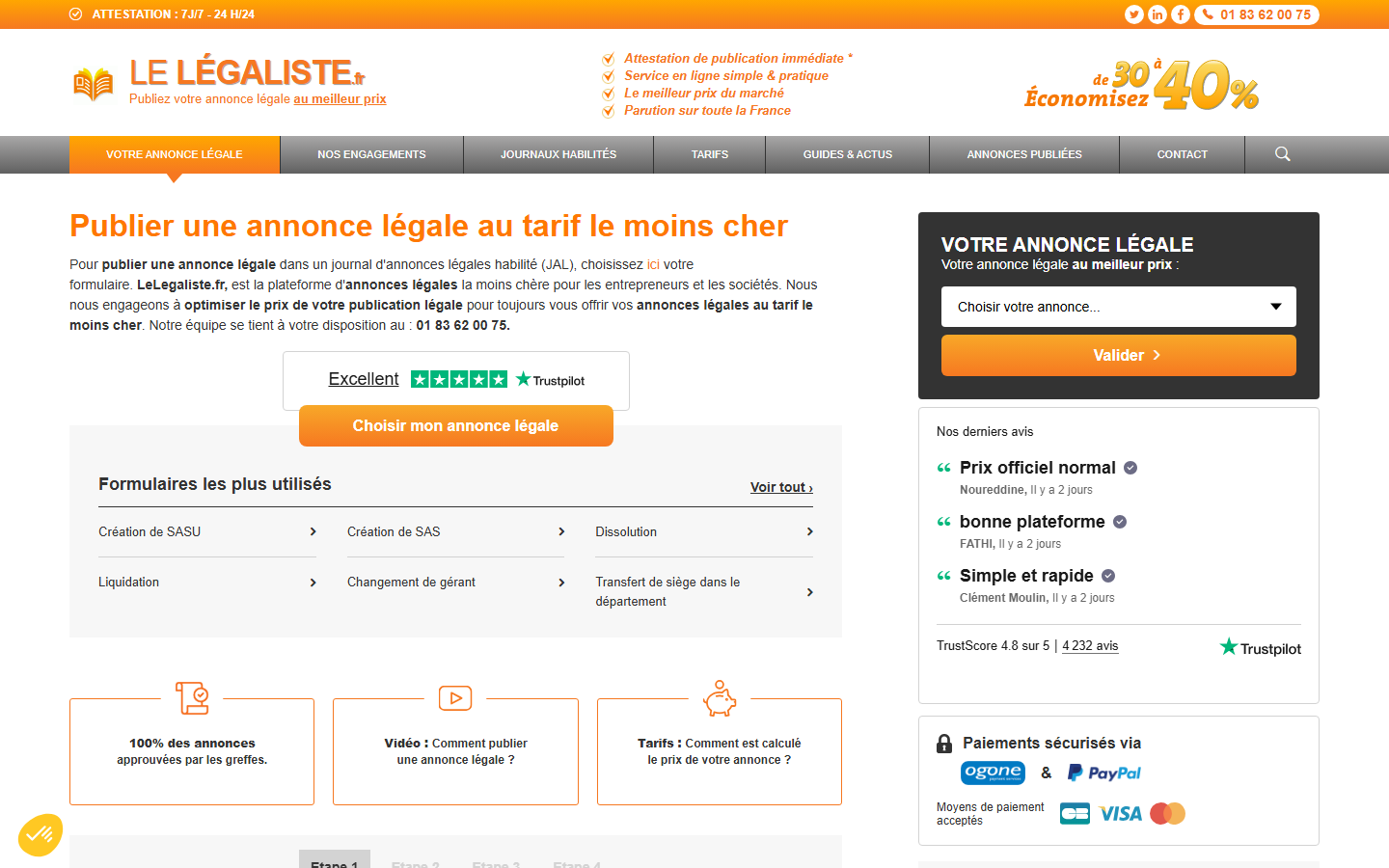 Aperçu du site de Le Legaliste
