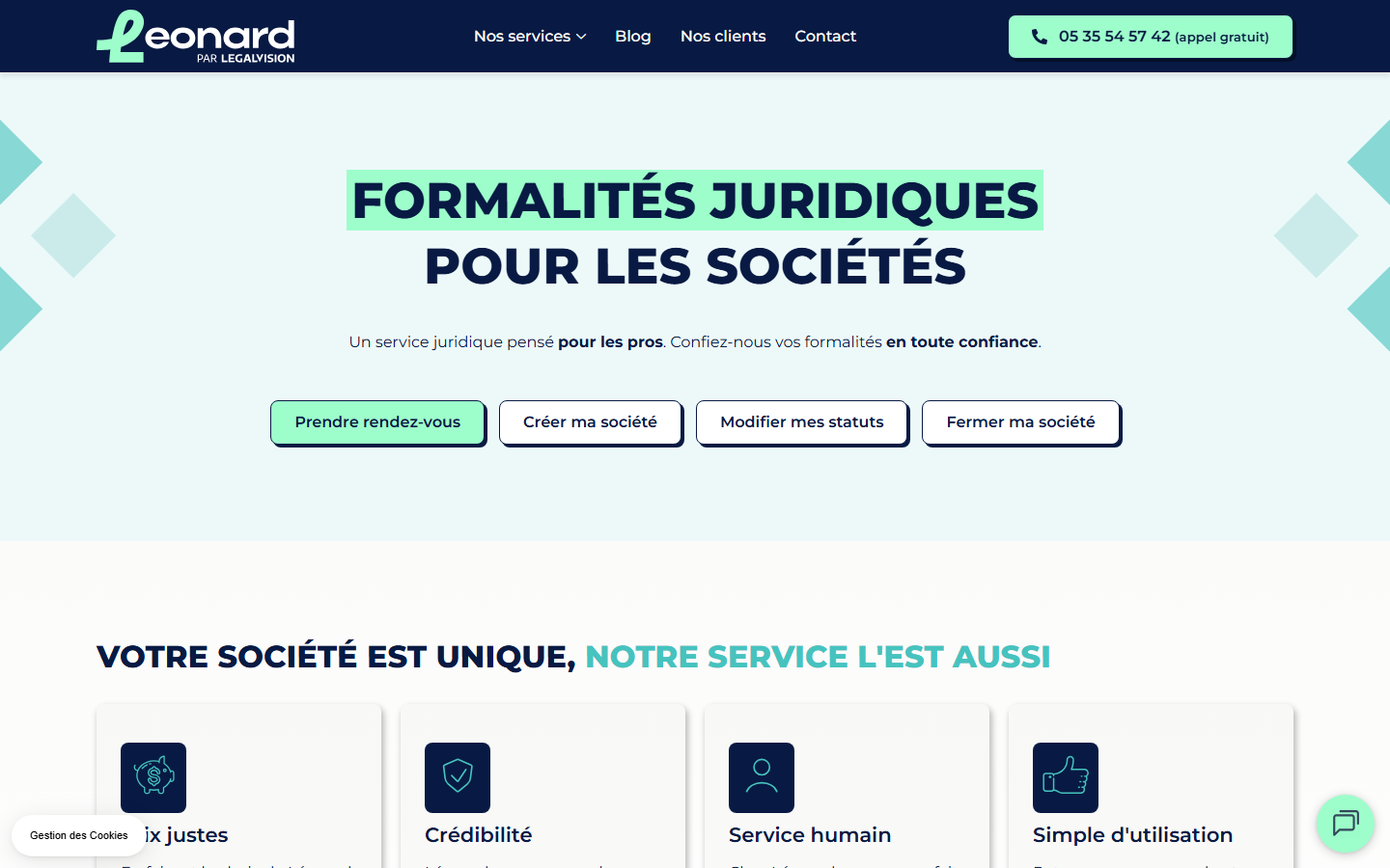 Aperçu du site de Léonard