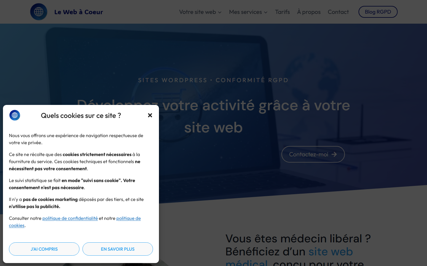 Aperçu du site de LE WEB A COEUR
