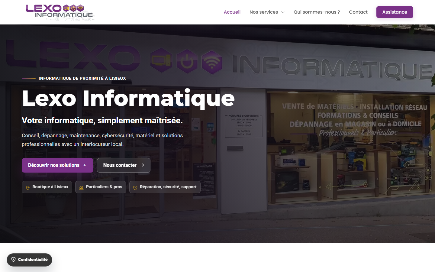 Aperçu du site de Lexo Informatique