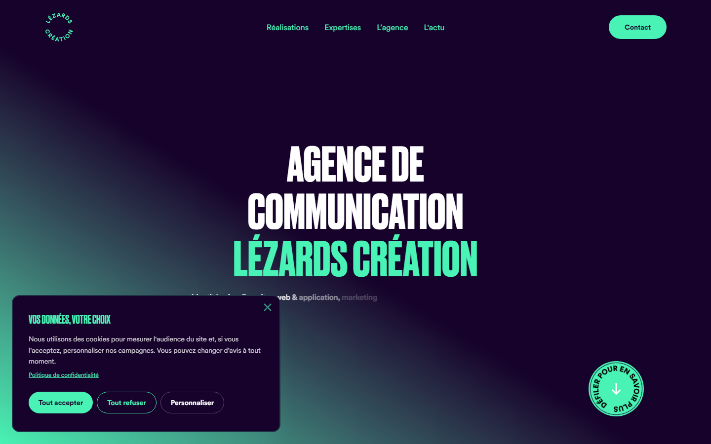 Aperçu du site de LEZARDS CREATION