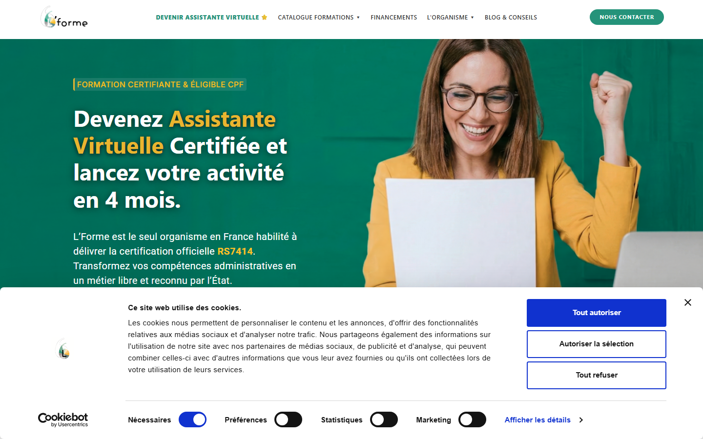 Aperçu du site de L'FORME