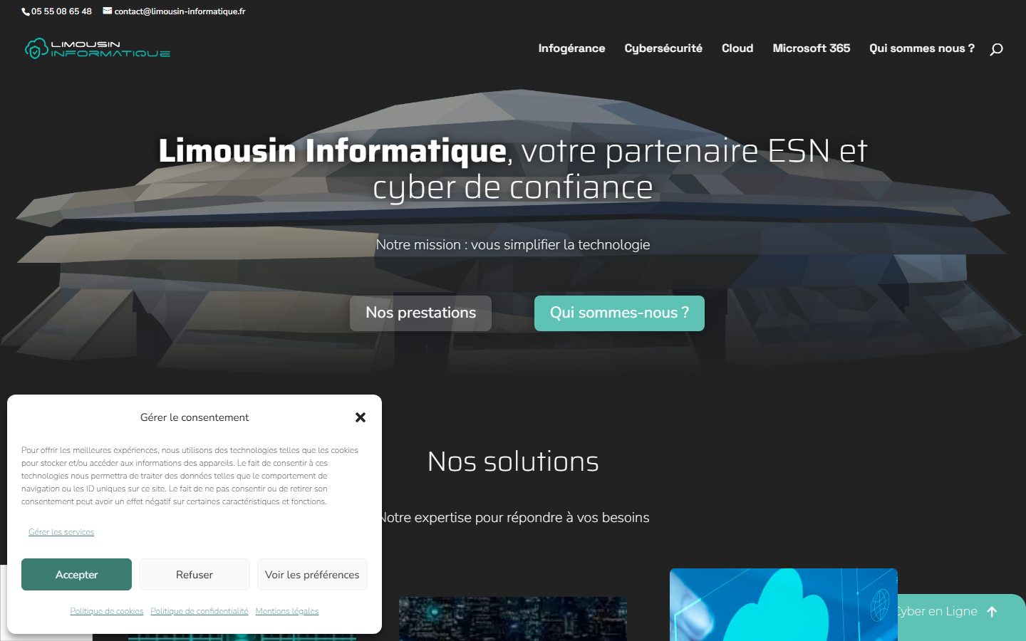 Aperçu du site de LIMOUSIN INFORMATIQUE