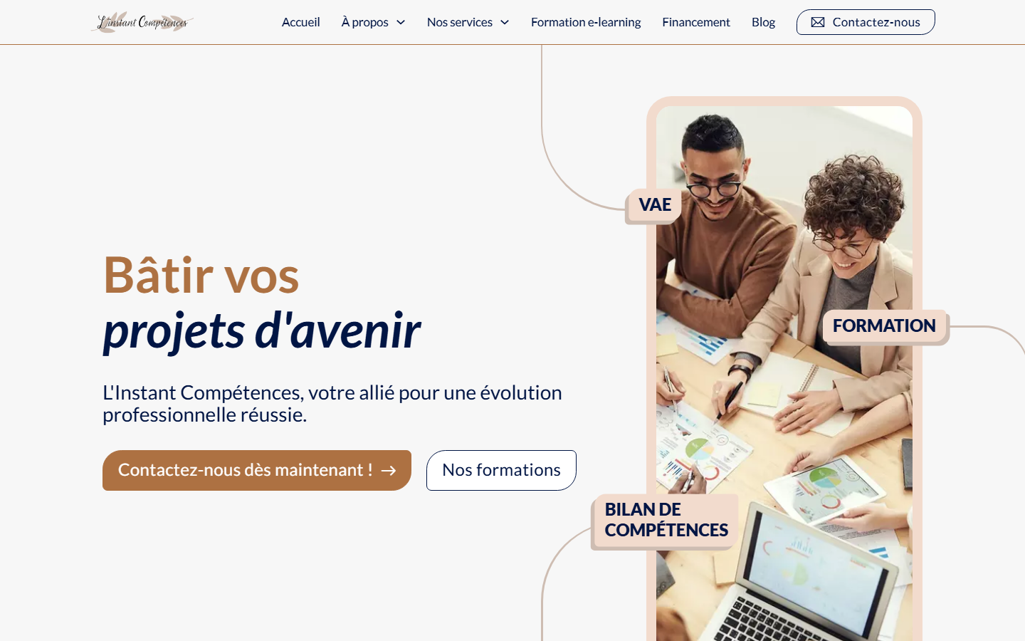 Aperçu du site de L'INSTANT COMPETENCES