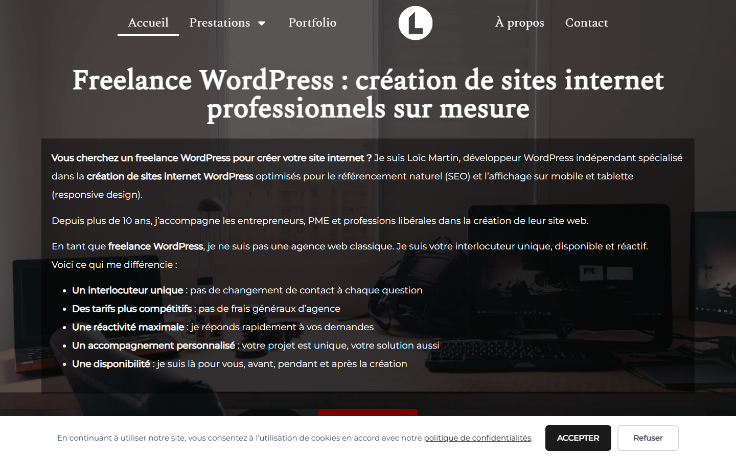 Aperçu du site de Loïc Martin
