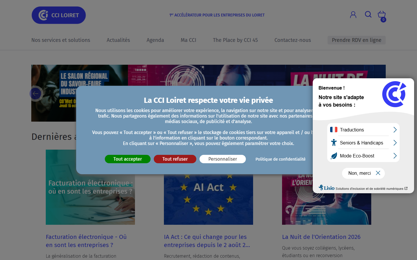 Aperçu du site de CHAMBRE DE COMMERCE ET D'INDUSTRIE DU LOIRET