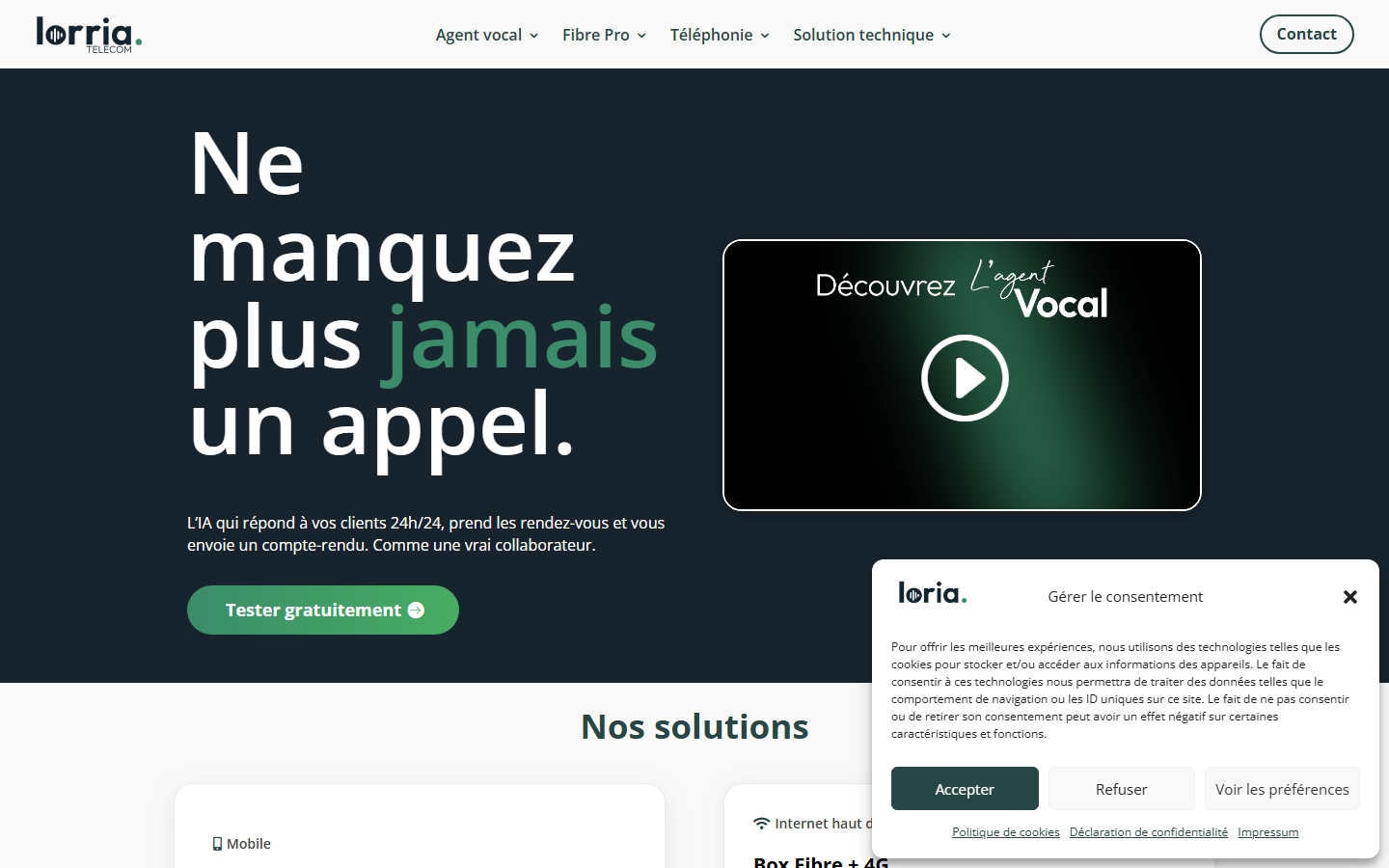 Aperçu du site de LORIA TELECOM