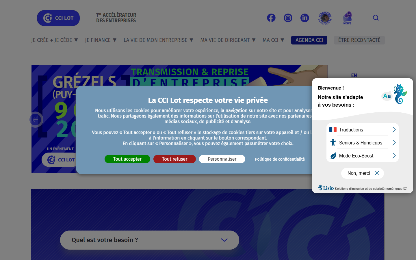 Aperçu du site de CHAMBRE COMMERCE ET D'INDUSTRIE DU LOT