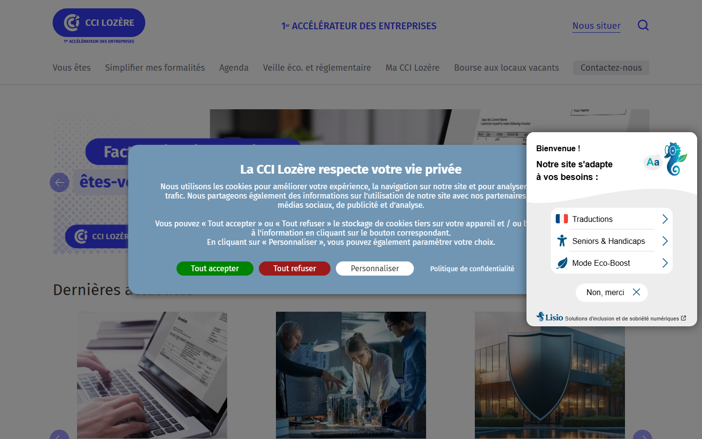 Aperçu du site de Chambre de Commerce et d'industrie de la Lozère