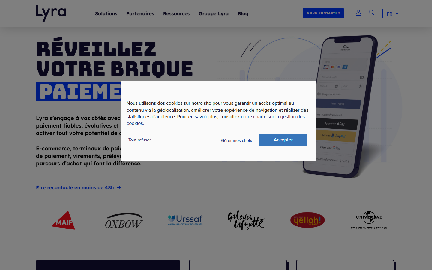 Aperçu du site de Lyra
