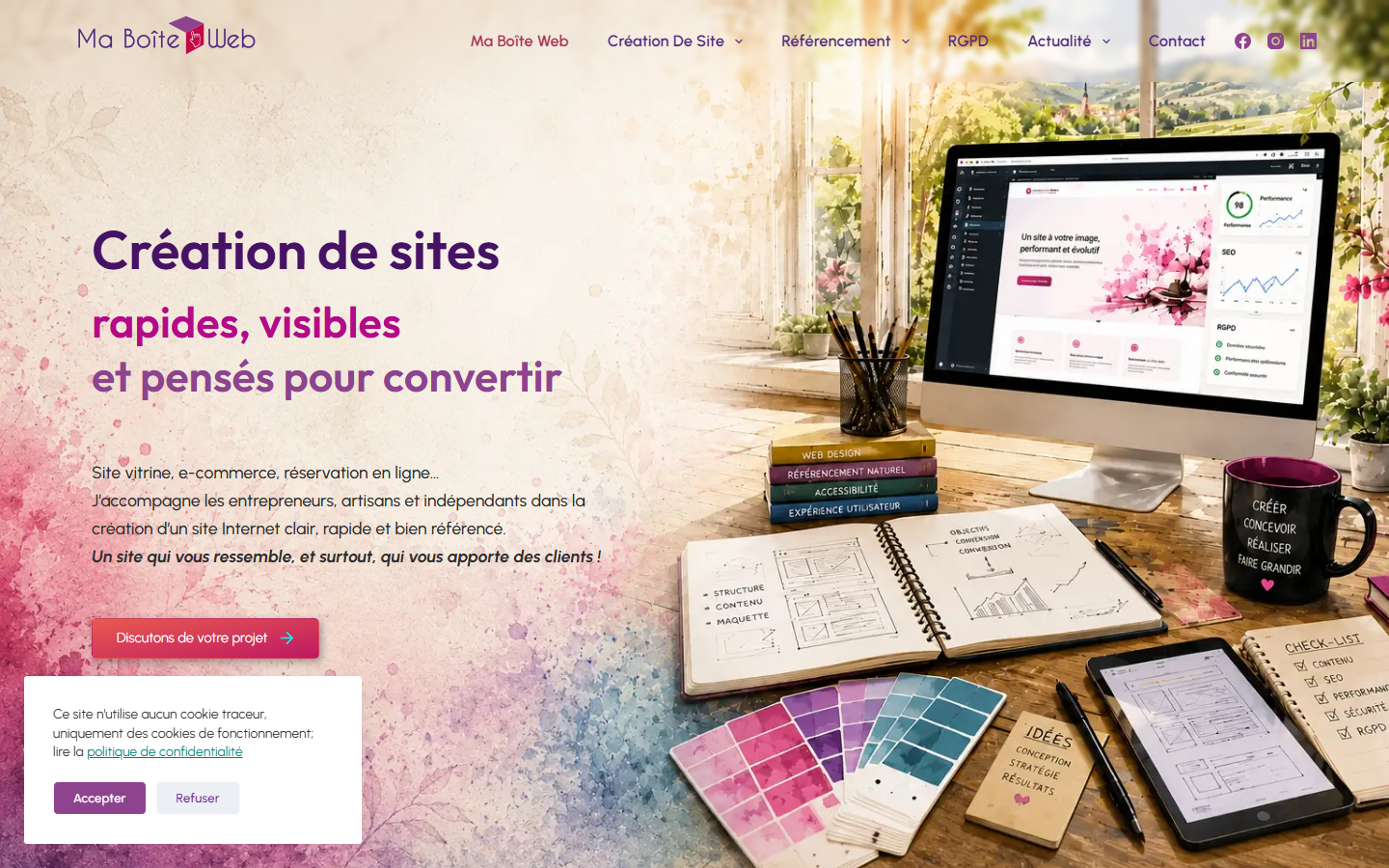 Aperçu du site de Ma Boite Web
