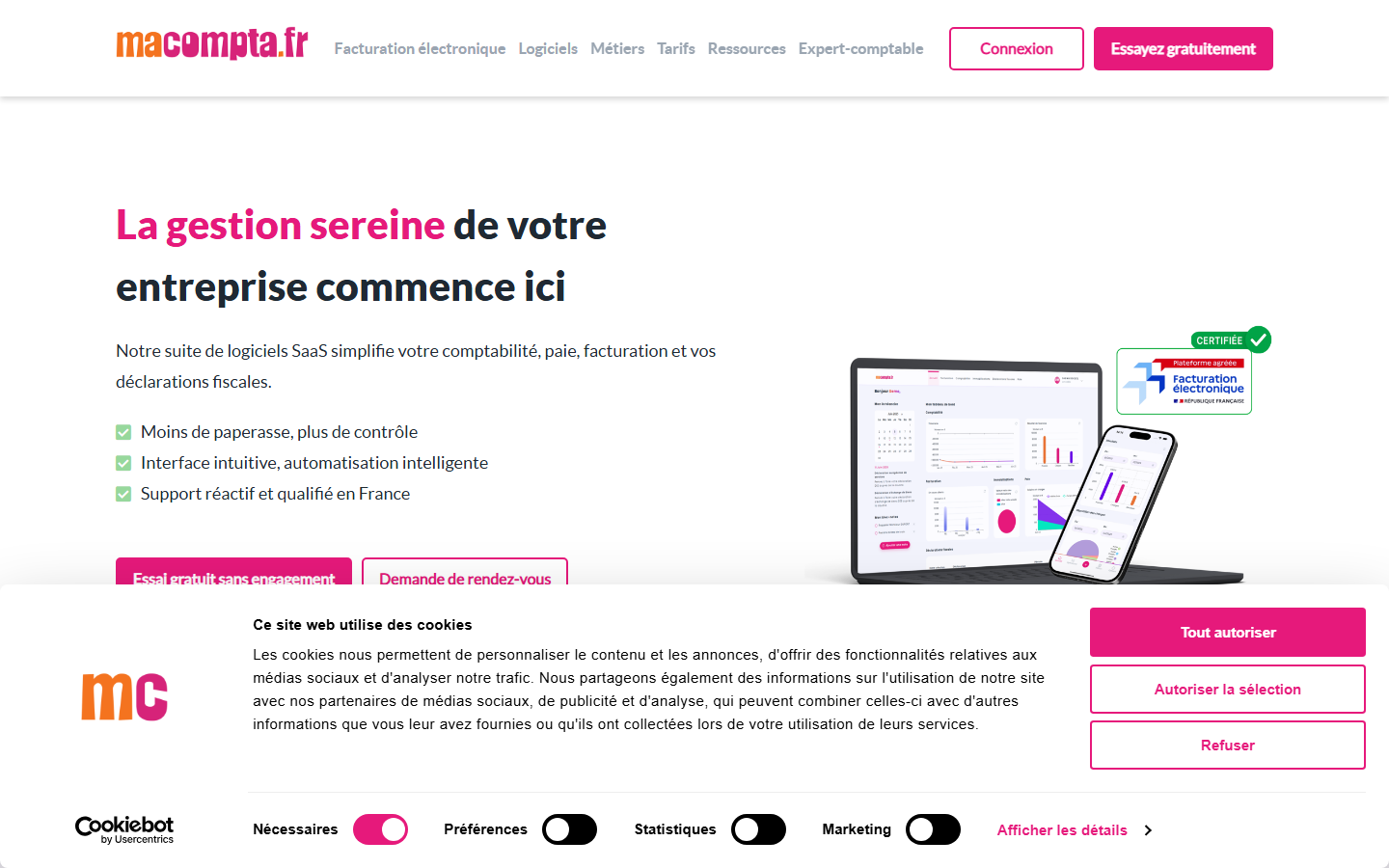Aperçu du site de MACOMPTA.FR