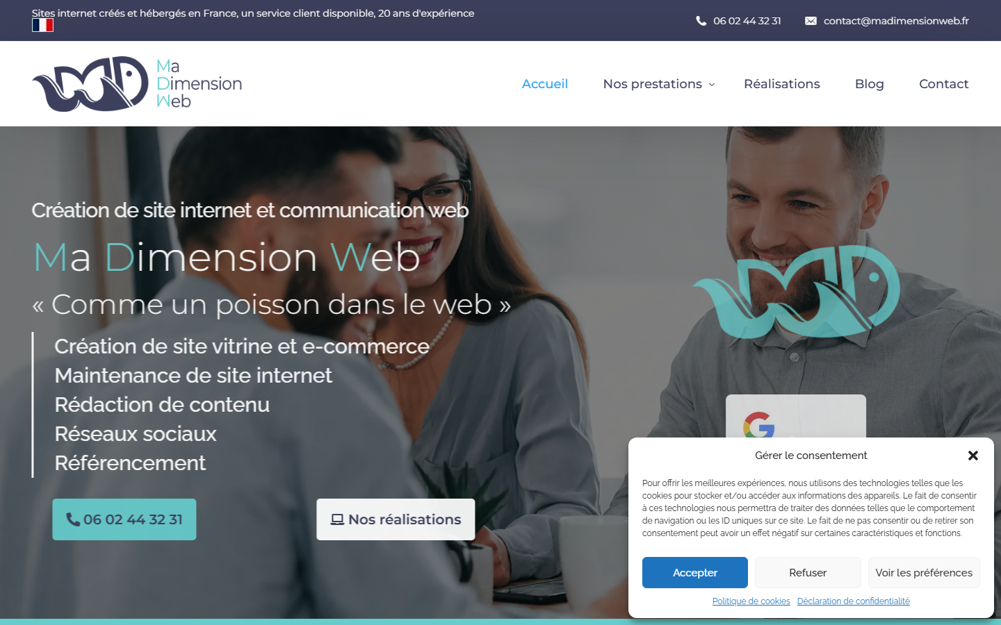 Aperçu du site de Ma Dimension Web