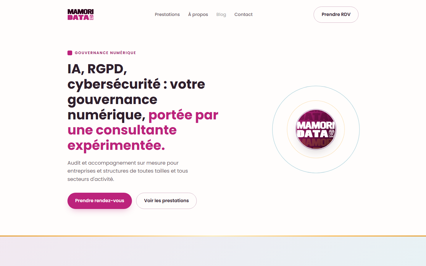 Aperçu du site de Mamori Data