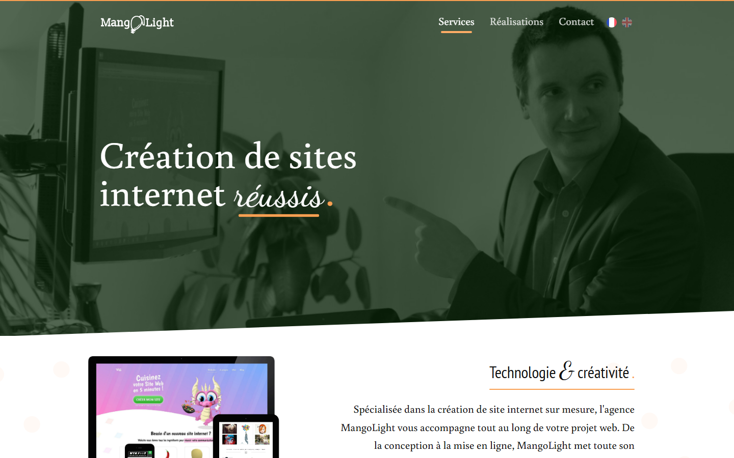 Aperçu du site de MangoLight