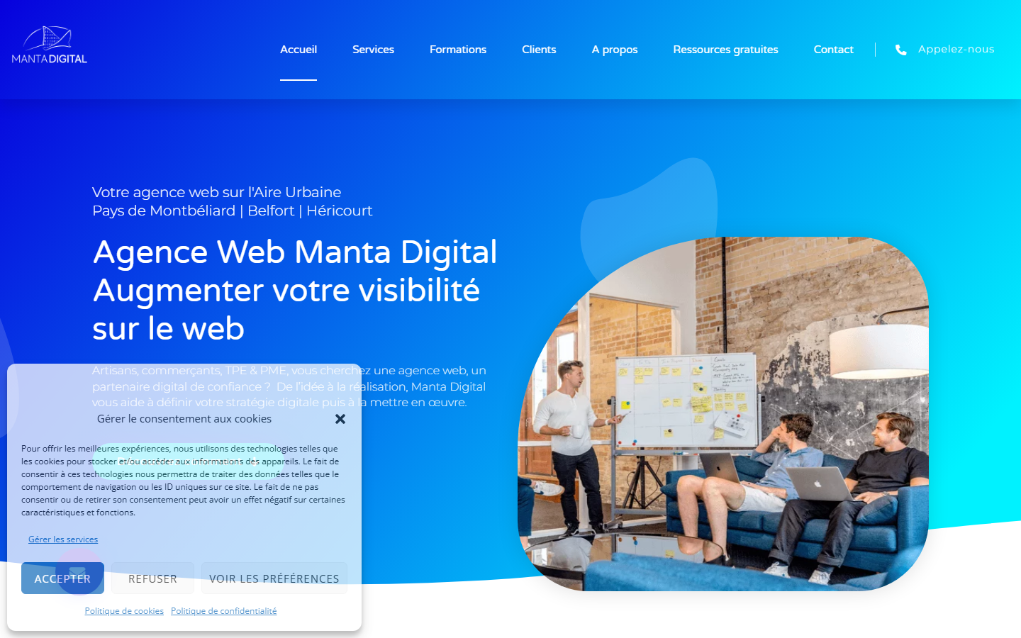 Aperçu du site de Manta Digital