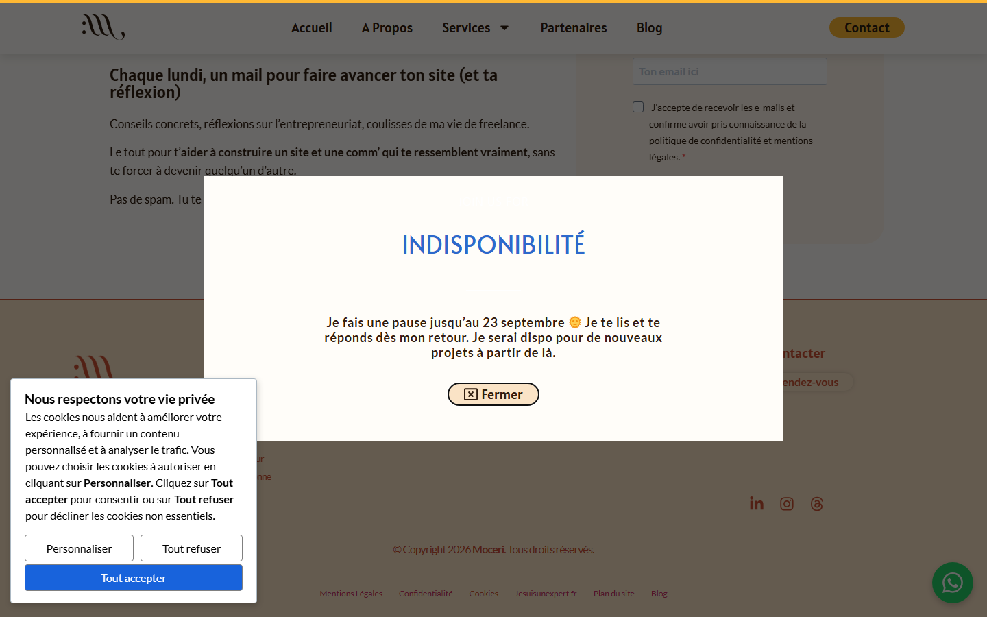 Aperçu du site de Marine MOCERI
