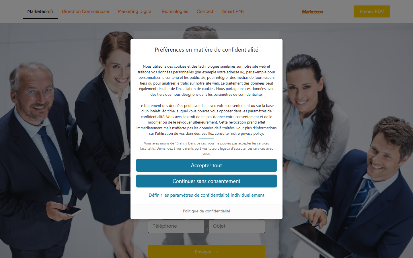 Aperçu du site de MARKETEON
