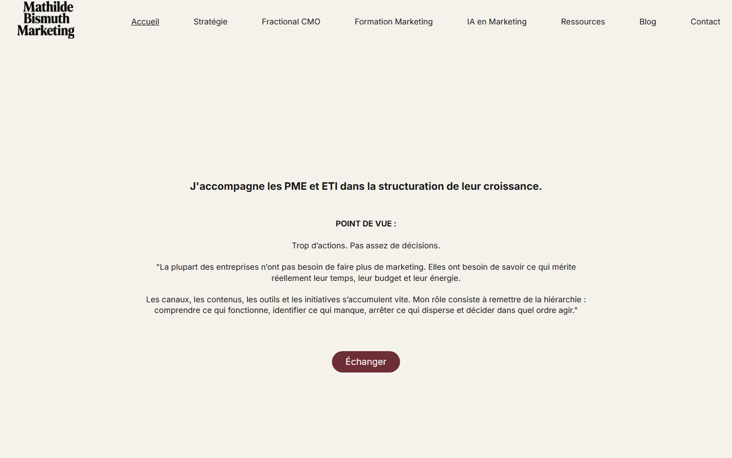 Aperçu du site de Mathilde Bismuth