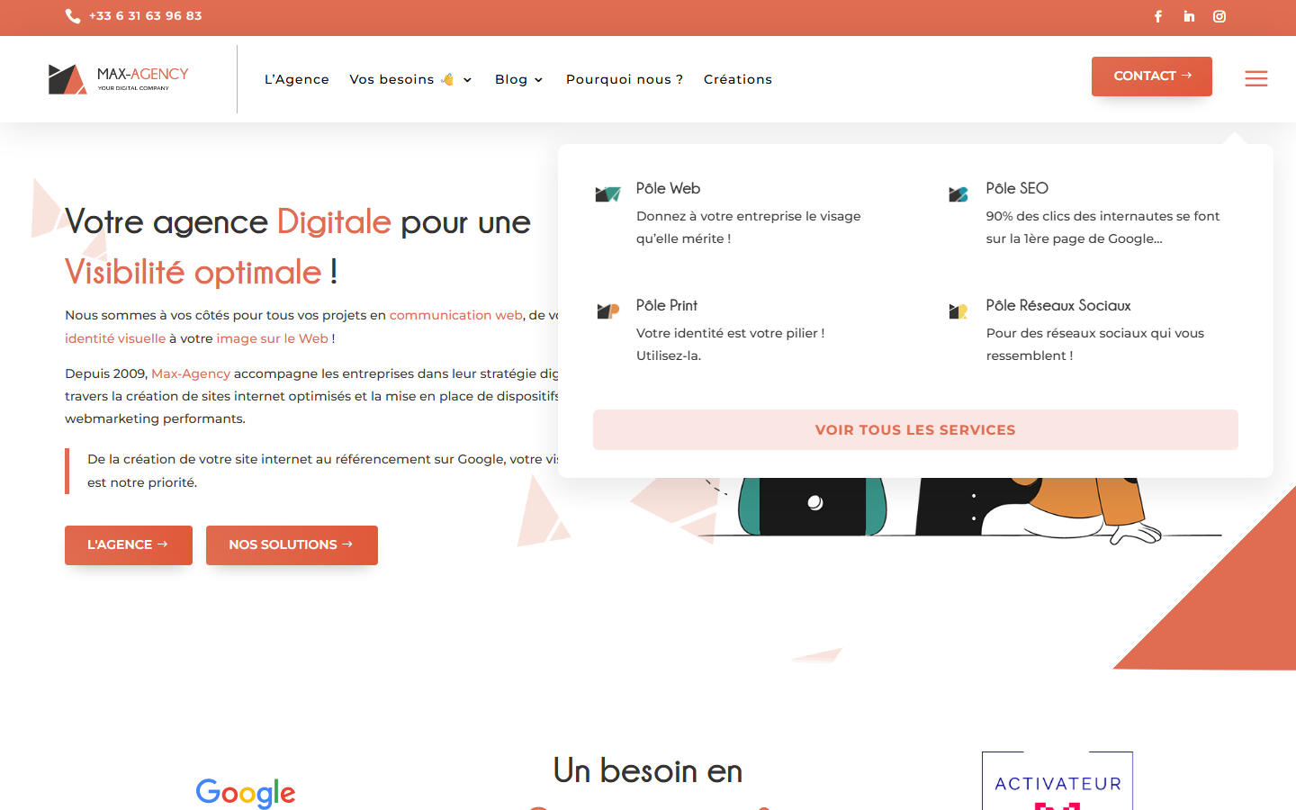 Aperçu du site de Max-Agency