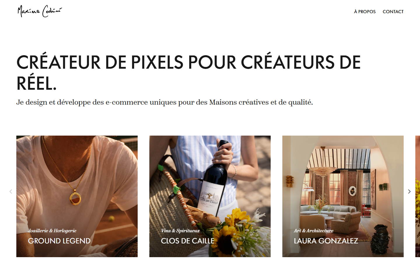 Aperçu du site de Maxime Cochini