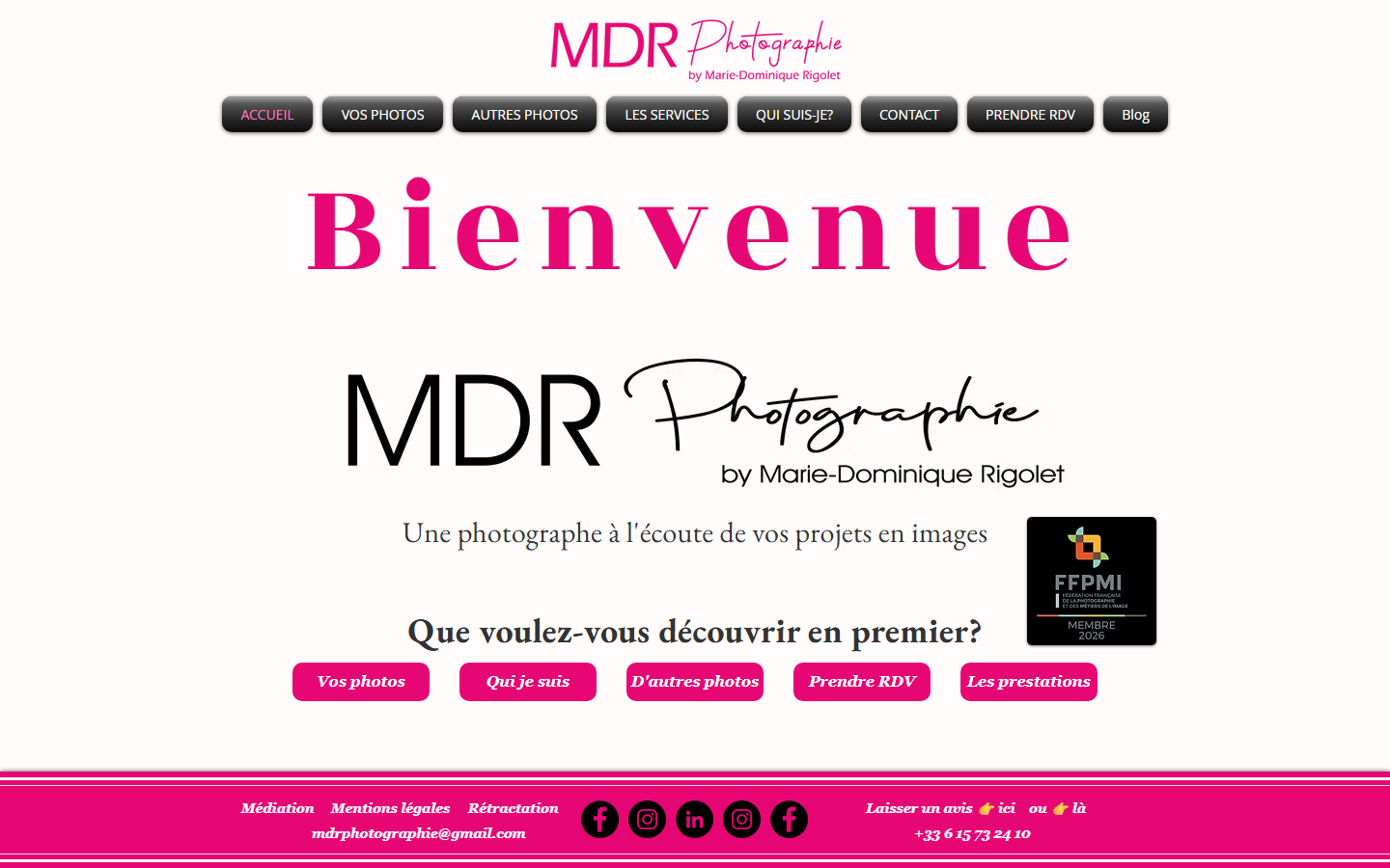 Aperçu du site de MDR Photographie