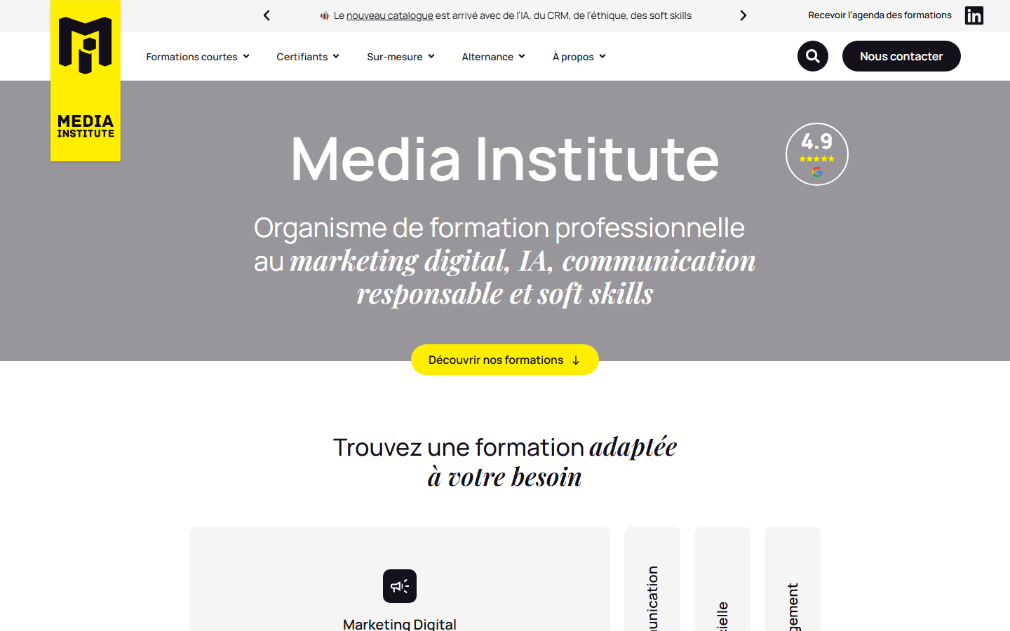 Aperçu du site de Media institute