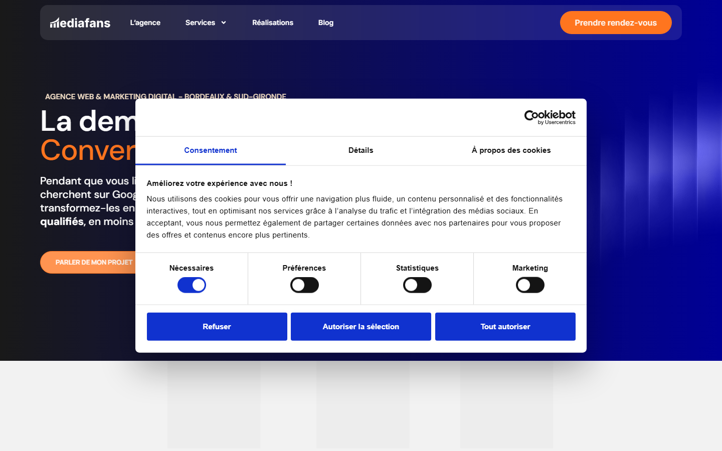 Aperçu du site de MediaFans