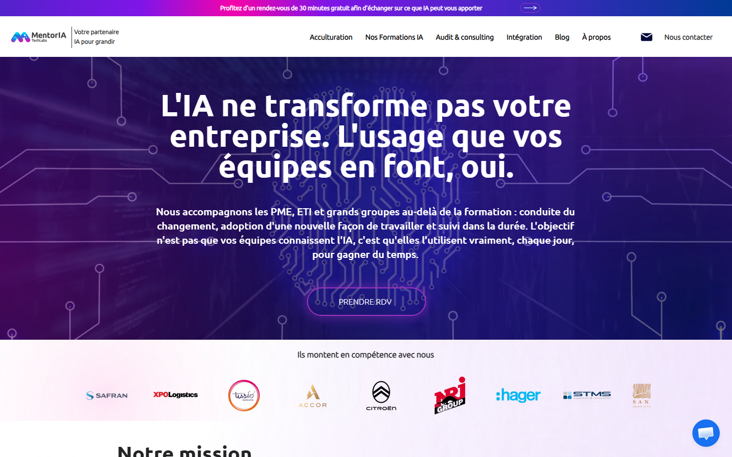 Aperçu du site de MENTORIA TECHLABS