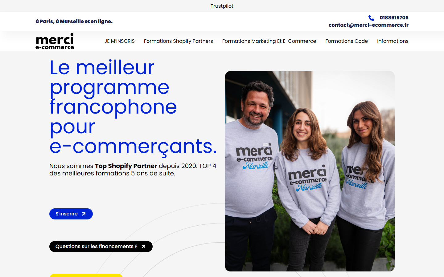 Aperçu du site de Merci E-commerce