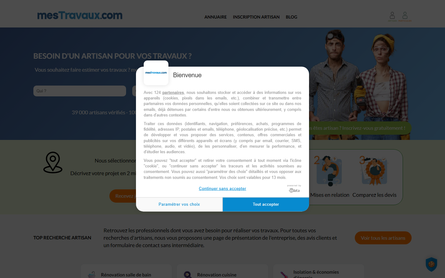 Aperçu du site de Mestravaux.Com - M' Network Apm