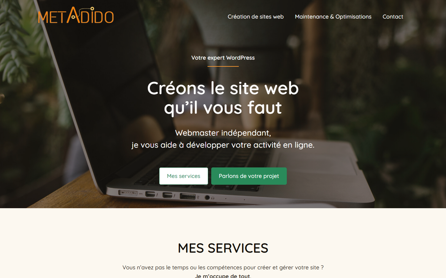 Aperçu du site de Metadido