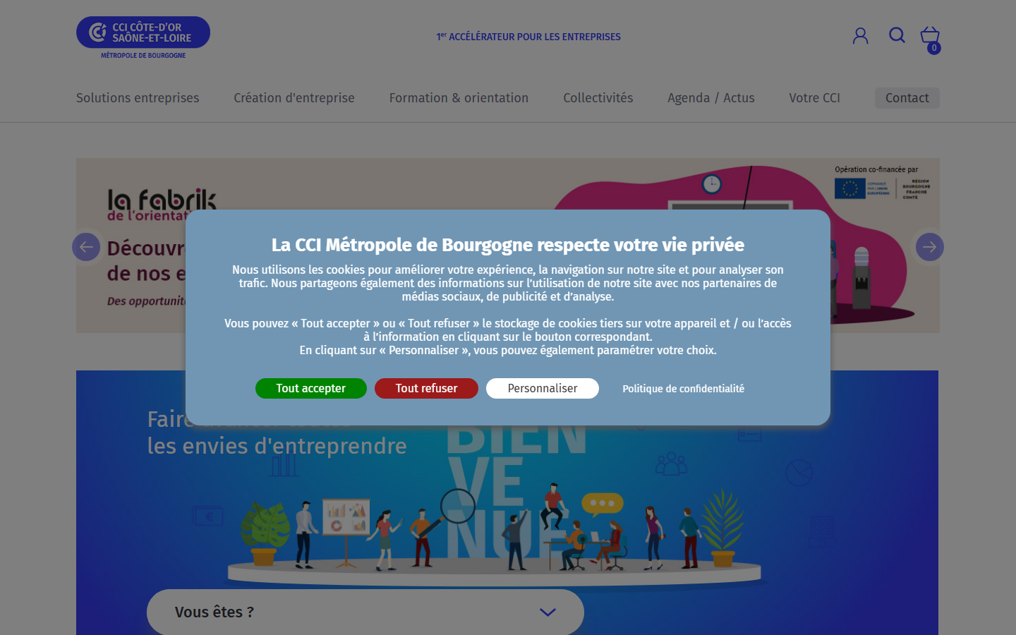 Aperçu du site de CHAMBRE DE COMMERCE ET D INDUSTRIE METROPOLE DE BOURGOGNE