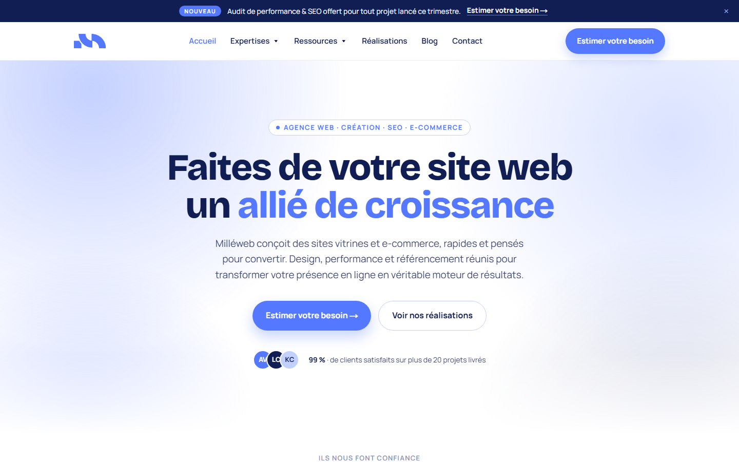Aperçu du site de milléweb