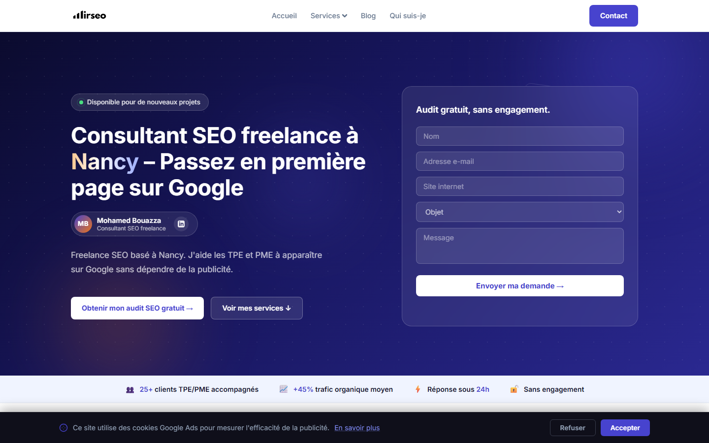 Aperçu du site de Mirseo