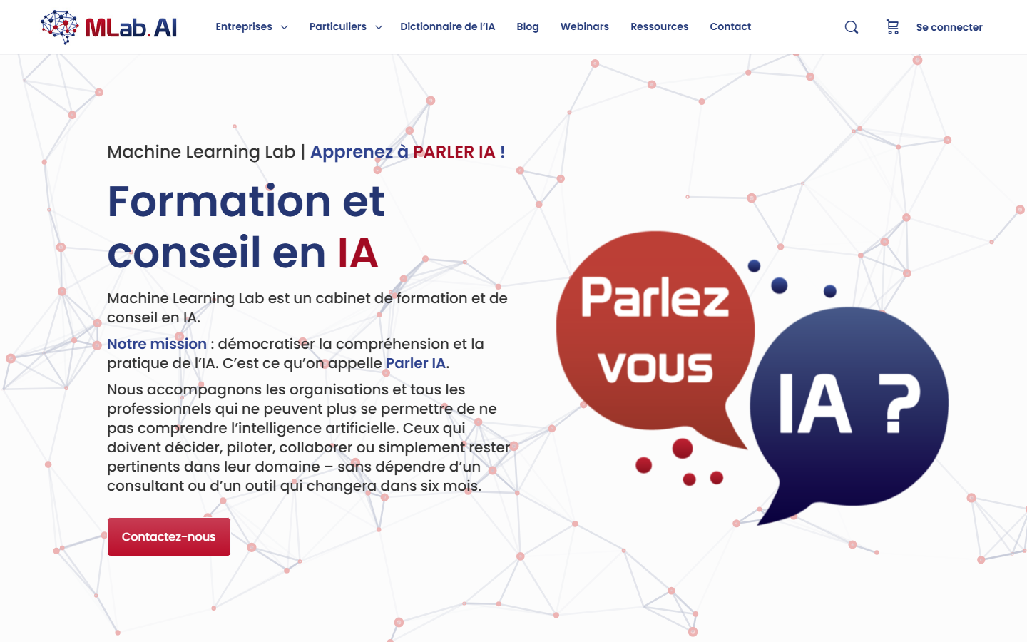 Aperçu du site de MACHINE LEARNING LAB
