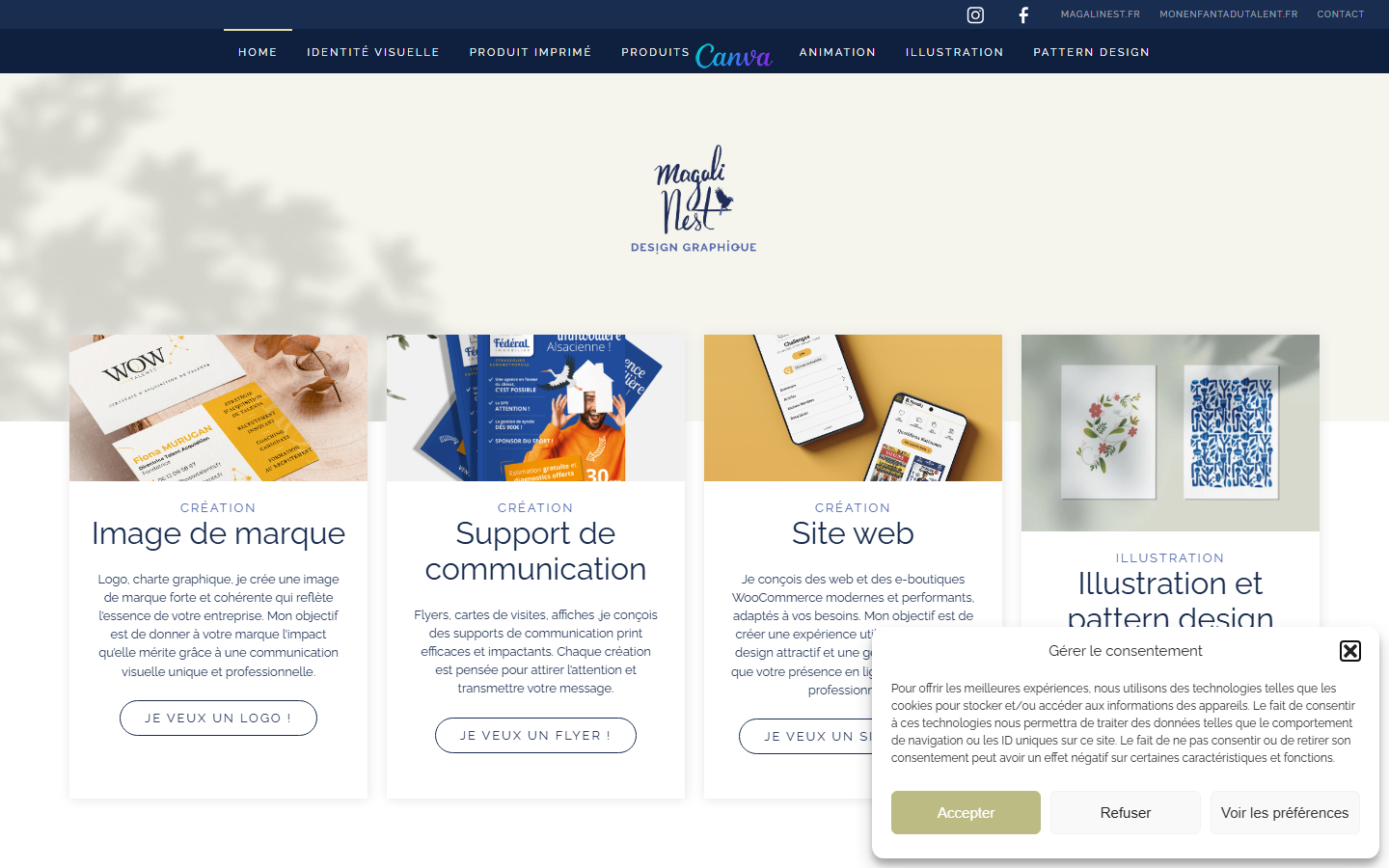 Aperçu du site de Nest Magali Design Graphique