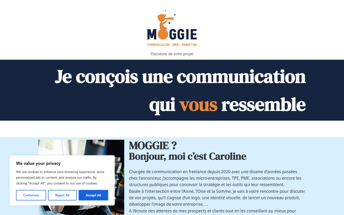 Aperçu du site de MOGGIE Communication