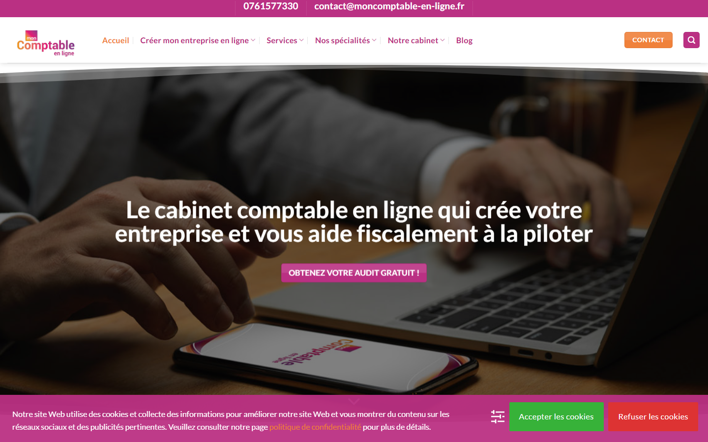 Aperçu du site de MON COMPTABLE EN LIGNE