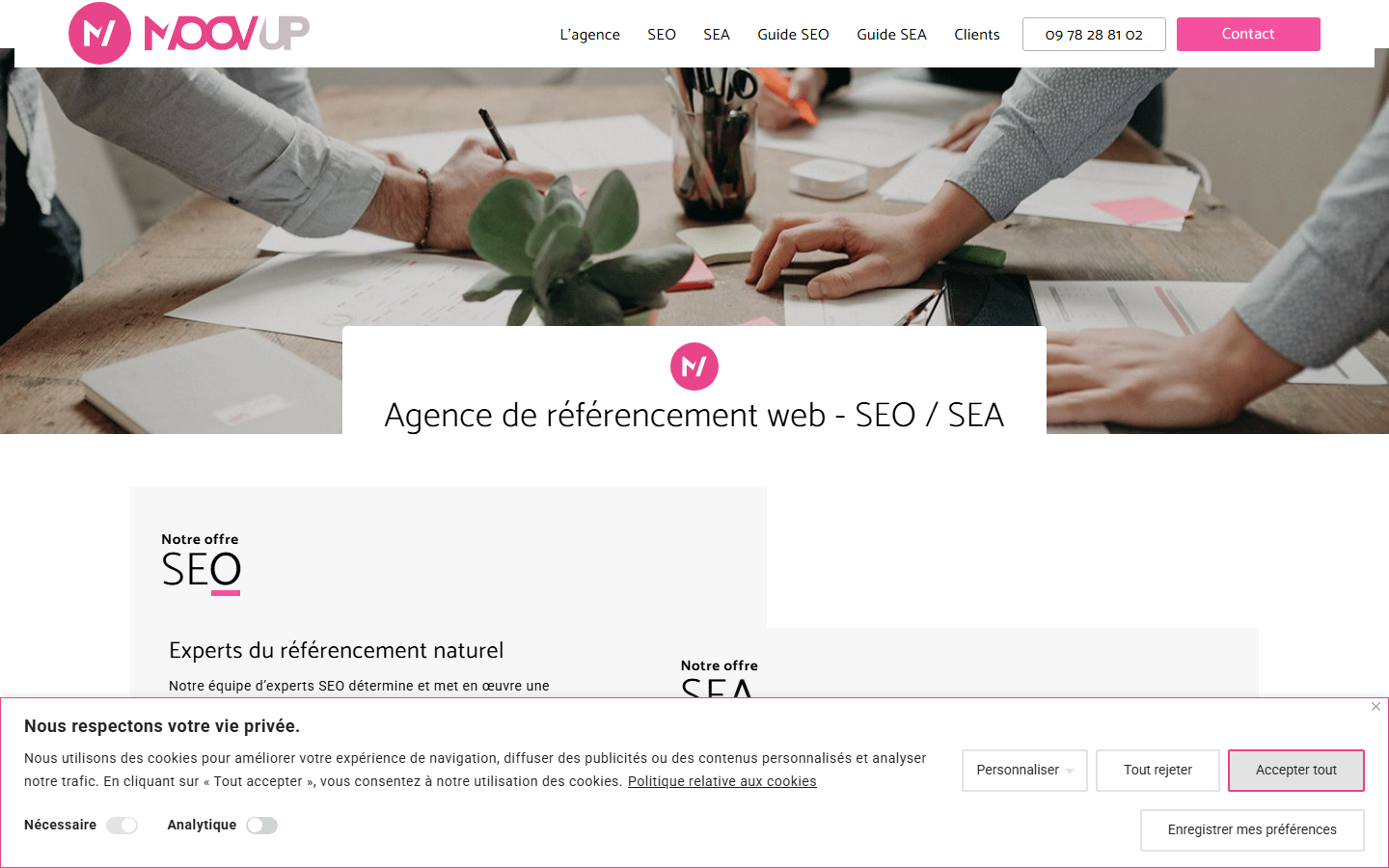 Aperçu du site de MOOV-UP