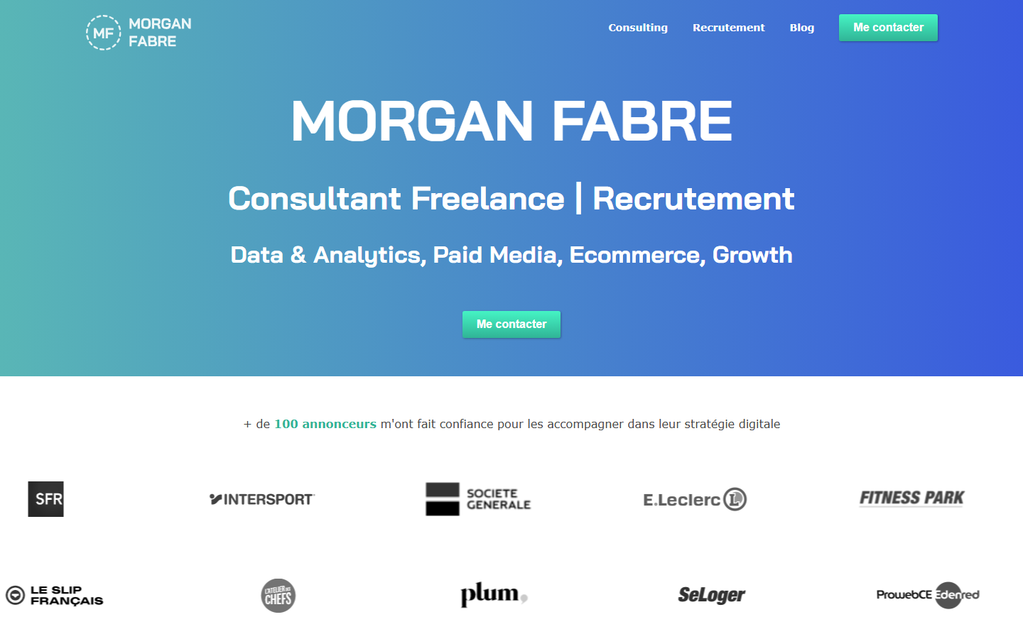 Aperçu du site de Morgan Fabre