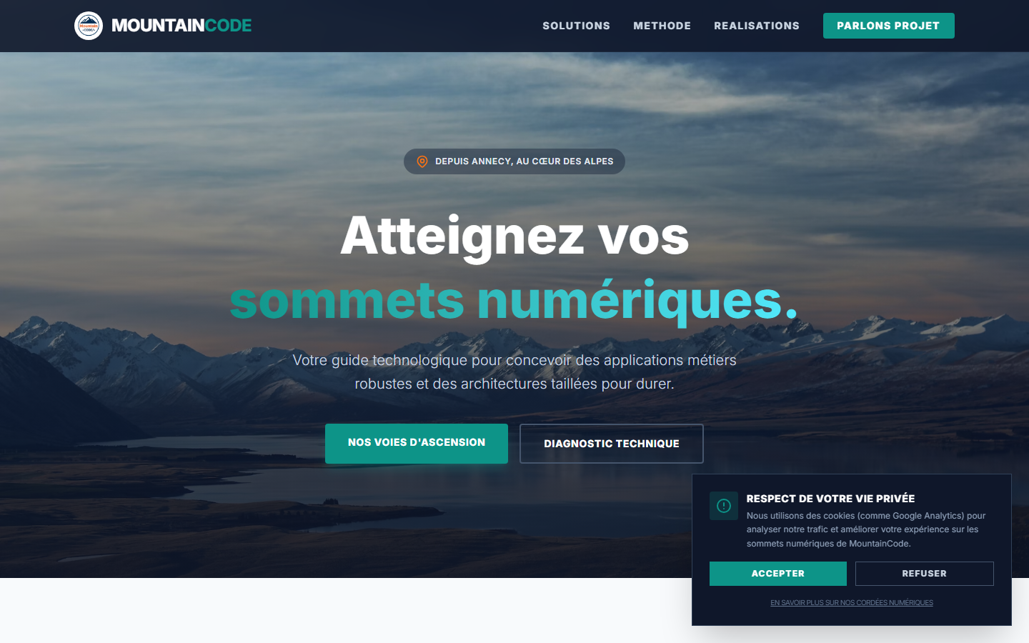 Aperçu du site de Mountaincode