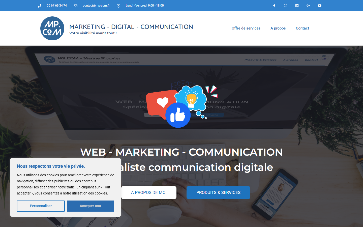 Aperçu du site de MP COM