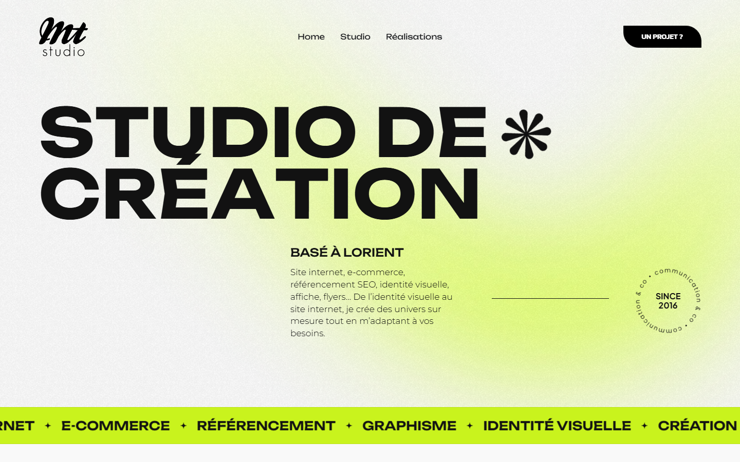 Aperçu du site de MT Studio