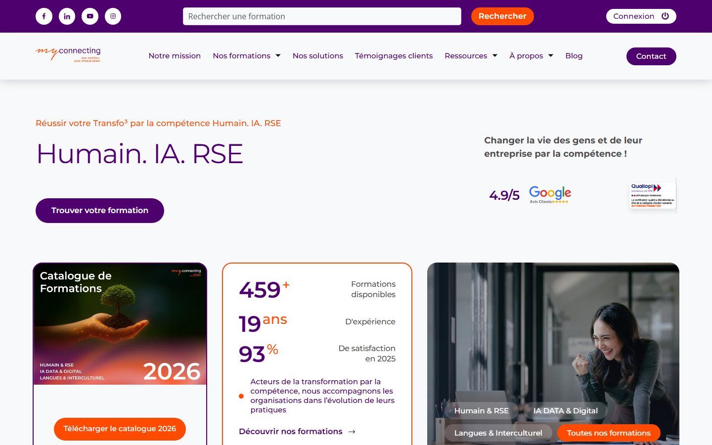 Aperçu du site de MYCONNECTING