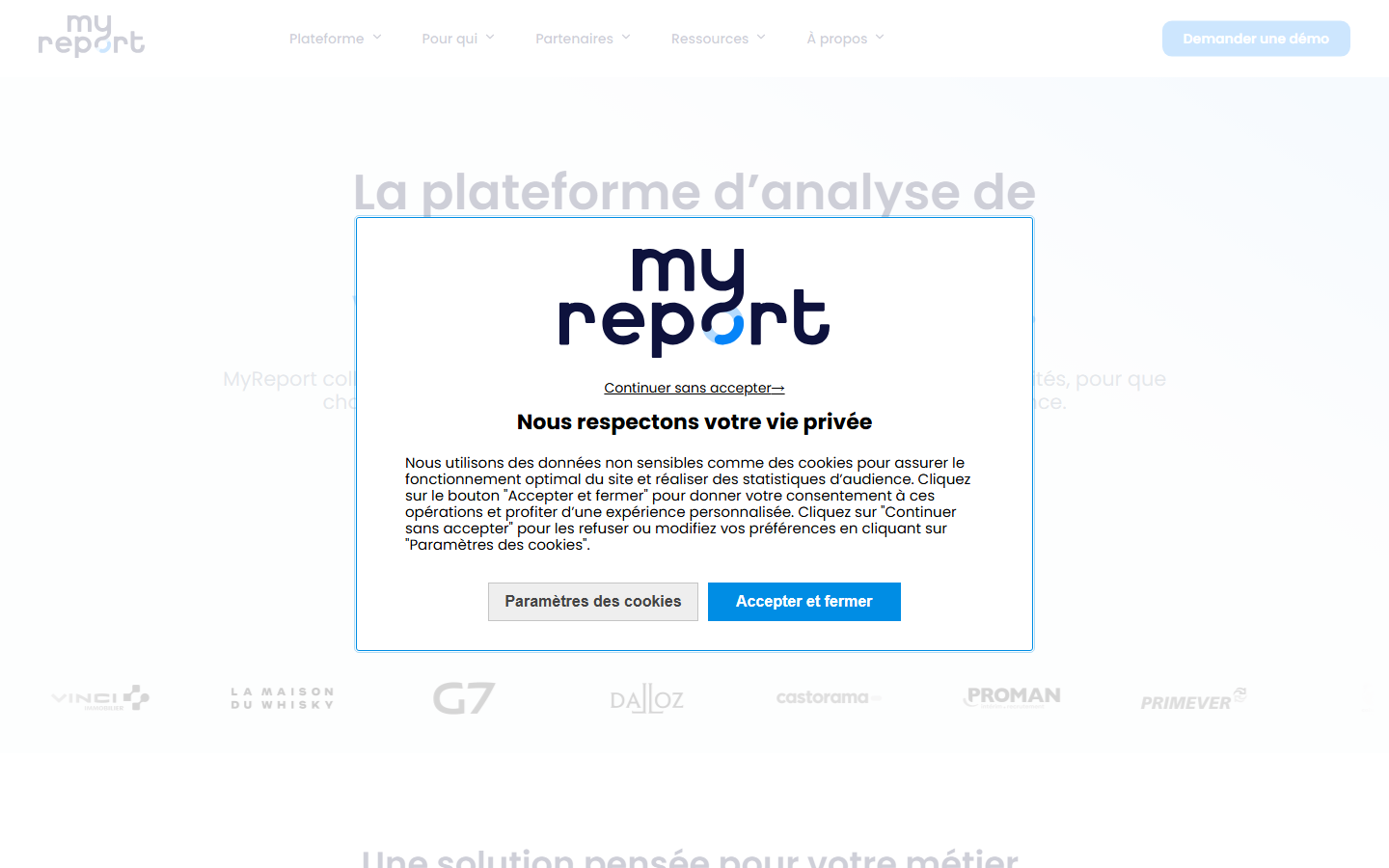 Aperçu du site de MYREPORT